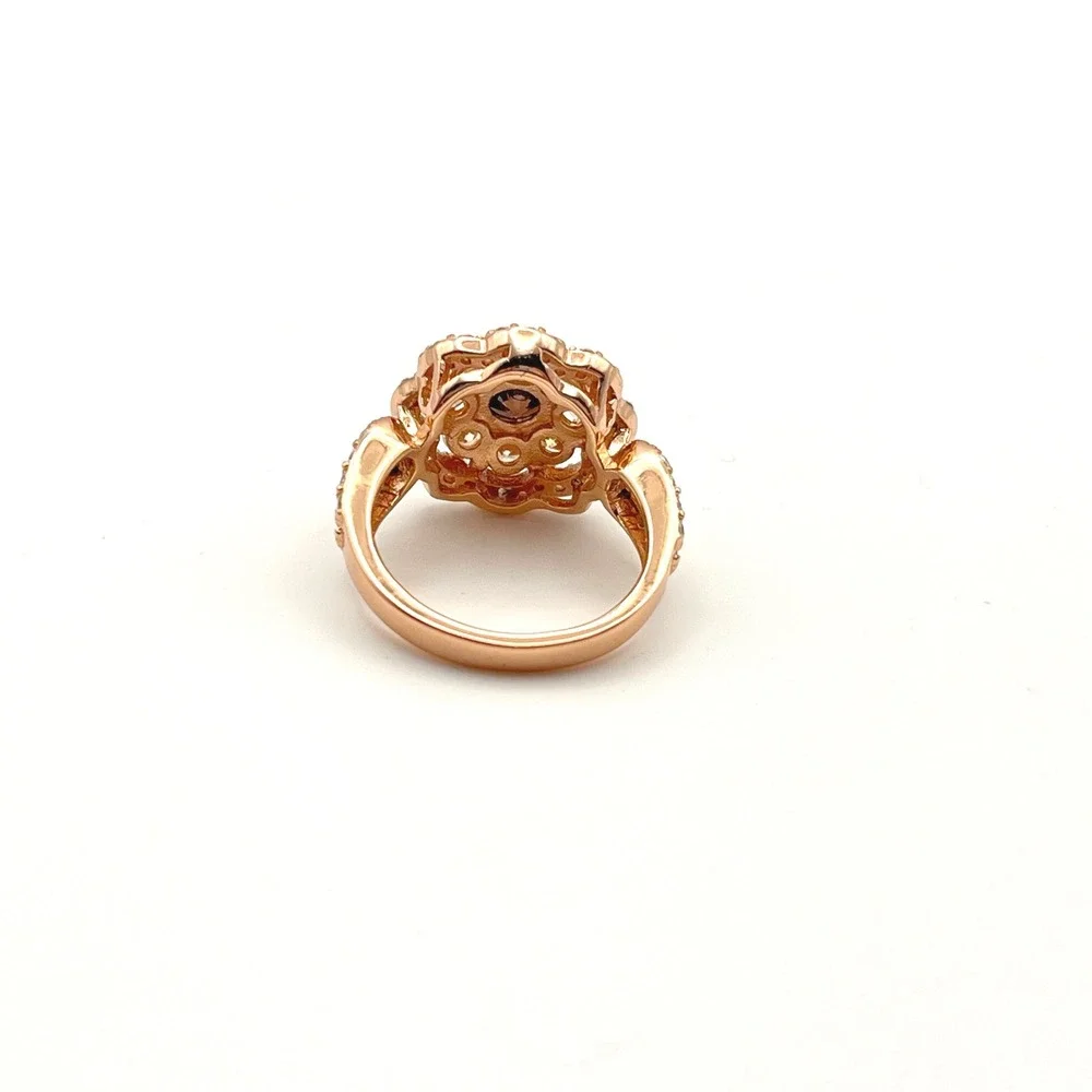 Rose Gold‎ Tone 925 Sterling Silver Smoky Floral Cluster Statement Ring Size 5